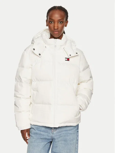 Tommy Jeans Geacă din puf Alaska alb