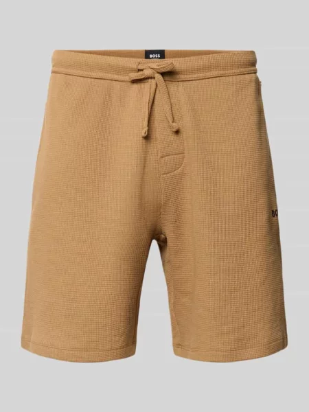 BOSS szorty lounge z bawełną Waffle Shorts brązowe