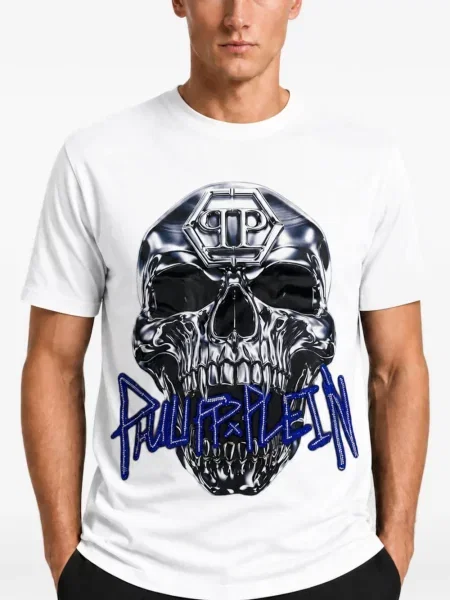 Tricou Philipp Plein cu imagine alb