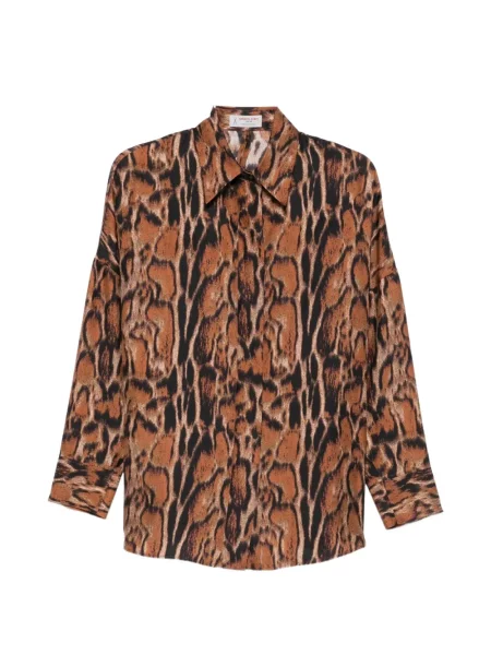 Cămașă Alberto Biani de mătase cu model leopard maro
