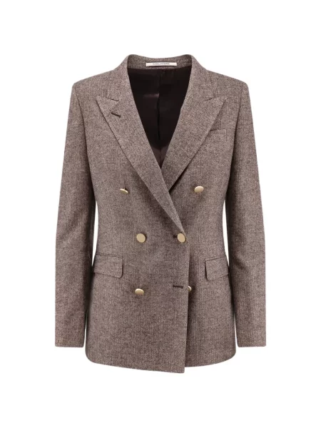 Sacou Tagliatore cu model herringbone cu două rânduri de nasturi maro