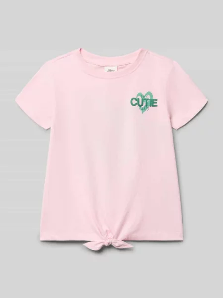 T-shirt o kroju regular fit z czystej bawełny S.oliver Red Label różowa