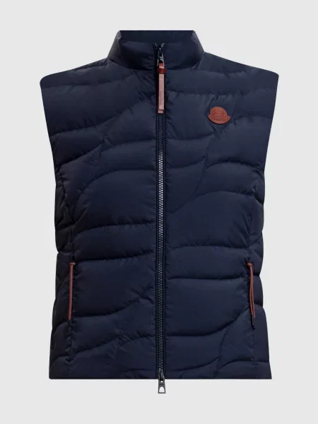 Пуховий жилет з патчем Moncler синій