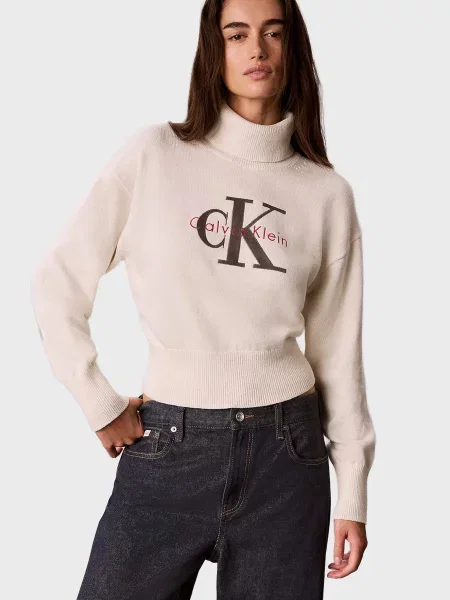 Свитер Calvin Klein с лого белый