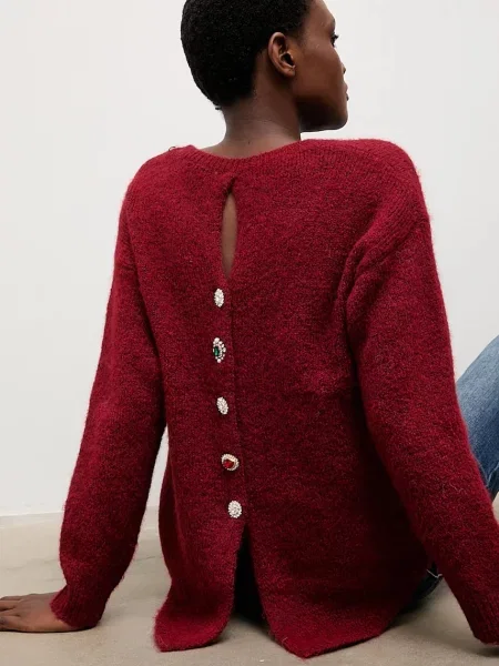 Answear.LAB sweter z wełną bordowy