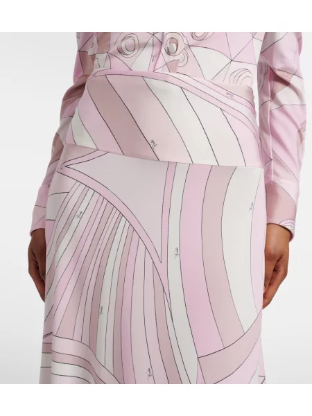 Fusta maxi Pucci din satin roz