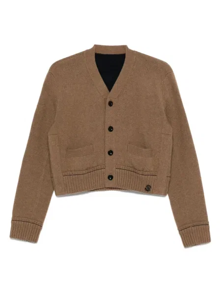 Cardigan Sacai cu broderie maro