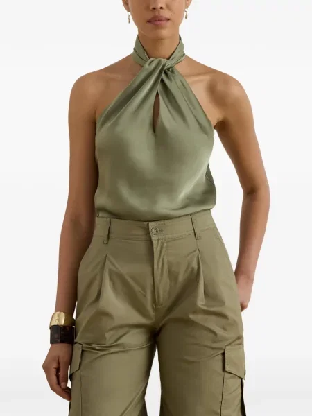 Блуза Lauren Ralph Lauren с халтер деколте зелено