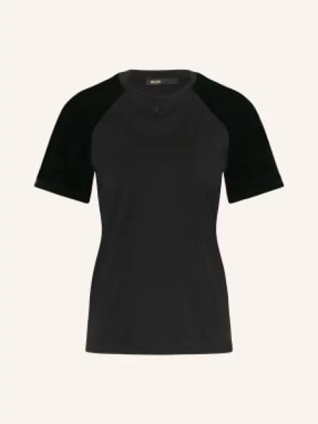 Maje Koszulka Z Mieszanki Materiałów schwarz czarna