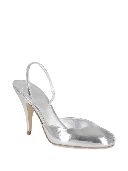 Pantofi cu toc 3juin slingback argintiu