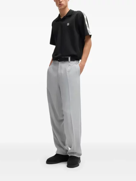 Polo Hugo cu broderie negru