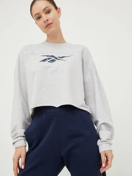 Блуза с дълги ръкави Reebok сиво