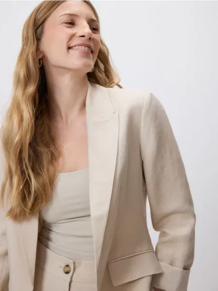 Reserved Жилет для костюма з льону бежевий