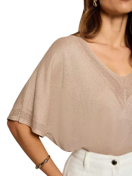 Tricou Morgan De Toi cu decolteu în V bej