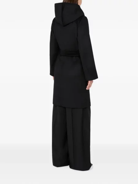 Cu centură palton Max Mara cu glugă negru