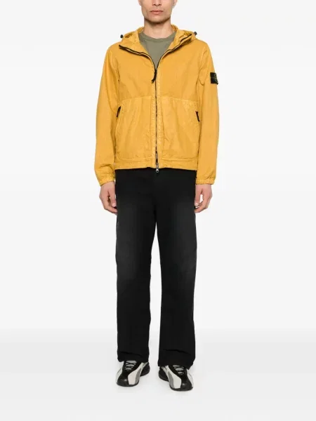 Geacă Stone Island cu glugă cu strasuri galben