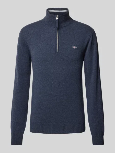 Sweter o kroju regular fit z imitacji dzianiny z czystej wełny jagnięciej Gant granatowy