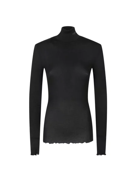Lniany sweter z golfem Prada czarny