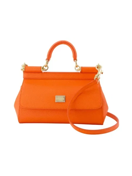 Torebka Dolce And Gabbana skórzana pomarańczowa