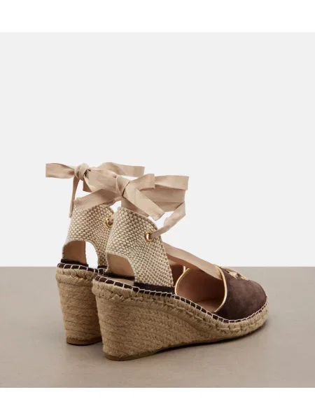 Espadrile Valentino Garavani din piele de căprioară maro