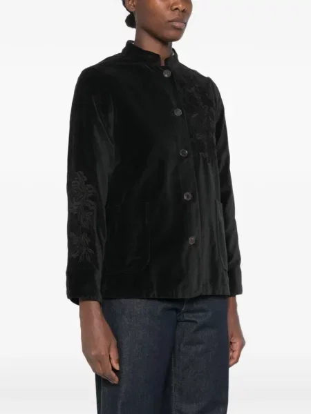 Geacă Rosso 35 de catifea cu model floral negru