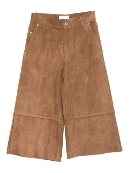 Pantaloni Ami Paris din piele de căprioară maro