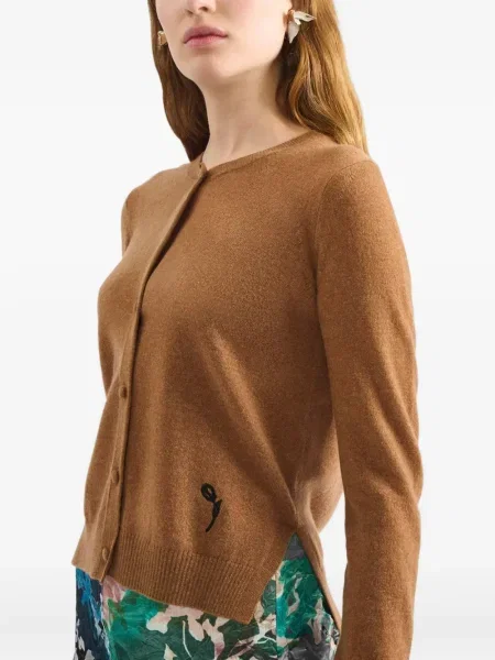 Cardigan Erdem cu decolteu rotund maro