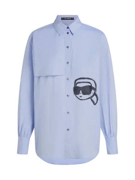 Karl Lagerfeld Bluza svetlo modra črna