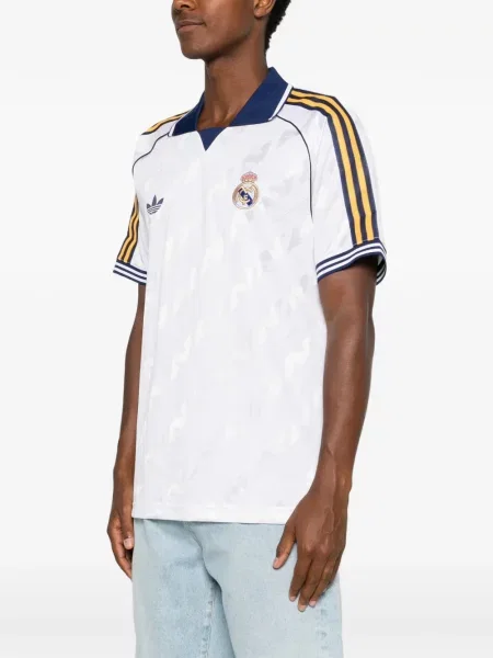 Ριγέ μπλούζα Adidas με κέντημα λευκό