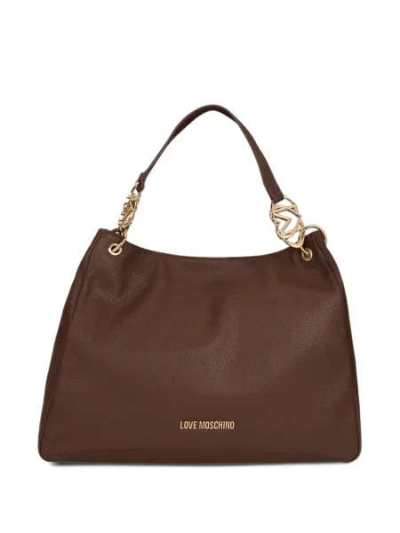 Geantă shopper Love Moschino cu autograf maro