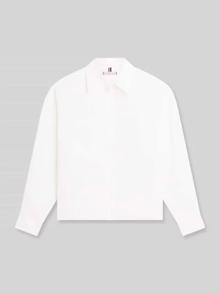 Bluzka oversized z czystego lnu Tommy Hilfiger biała