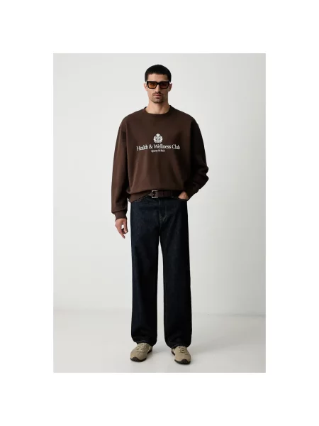 Sporty & Rich H&W Crest bluza oversize brązowa