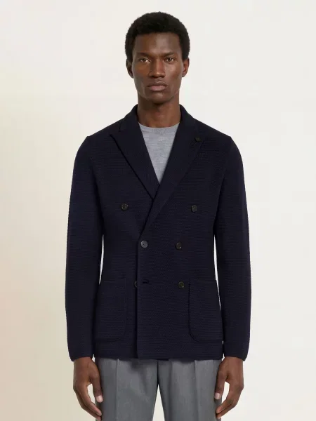 Lardini Pletené Sako Slim Fit tmavě modrá