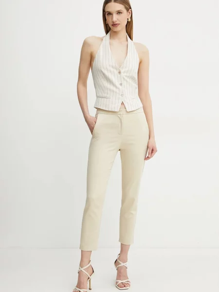 Patrizia Pepe spodnie fason cygaretki medium waist beżowy