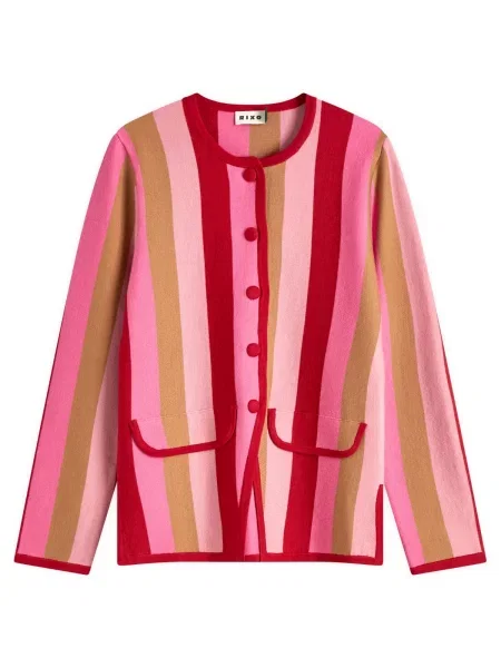 Kardigan Rixo w paski żakardowy różowy