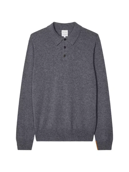 Lung tricou polo Paul Smith din cașmir gri