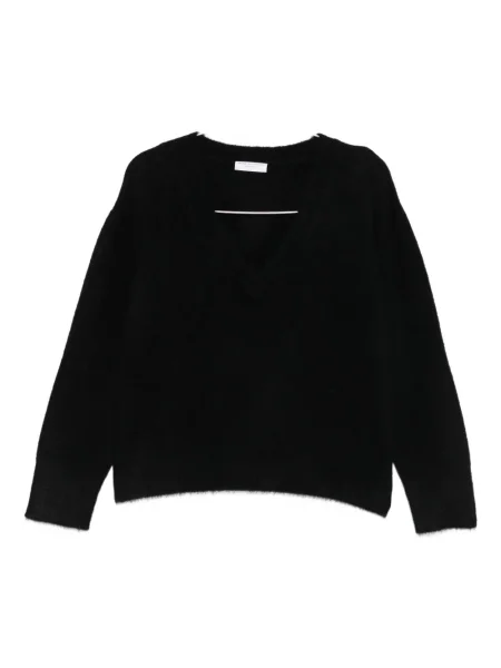 Pulover Majestic Filatures cu decolteu în V lung negru