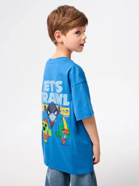 Sinsay tričko s potiskem na zádech Brawl Stars indigo