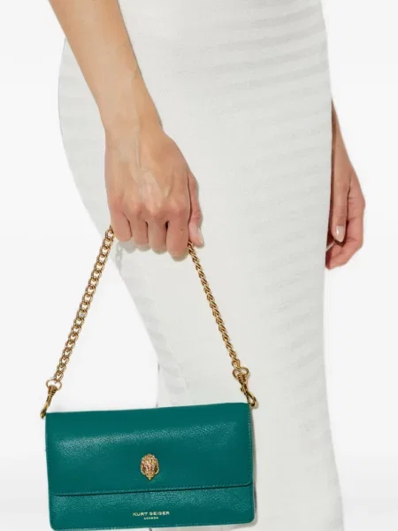 Кожена чанта тип портмоне Kurt Geiger London зелено