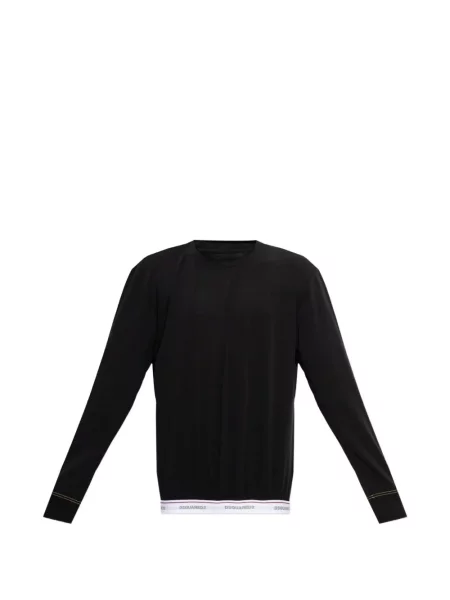 Lung tricou Dsquared2 cu autograf negru