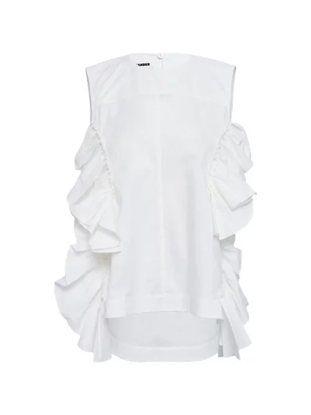 Top Jil Sander cu volane alb