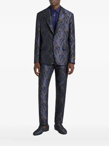 Geacă Etro cu model paisley din jacard albastru