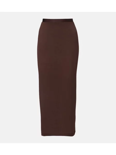 Fustă midi Wardrobe.nyc transparente până la genunchi maro