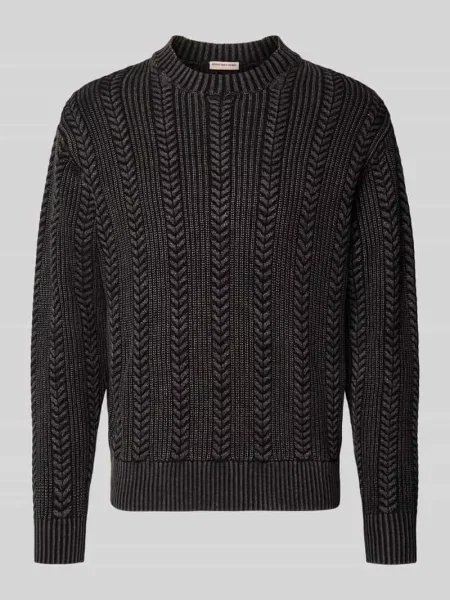 Sweter w kroju regular fit z czystej bawełny model WAYNE' Redefined Rebel czarny