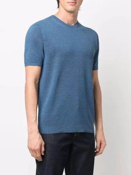 Tricou Roberto Collina cu decolteu rotund albastru