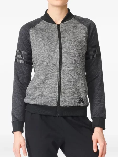 Legginsy Adidas do biegania z nadrukiem z dekoltem w serek czerwone