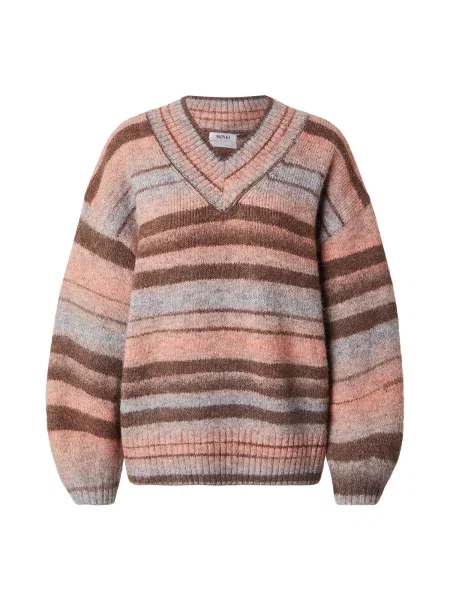 Monki Oversize sveter svetlomodrá / čokoládová / pastelovo oranžová
