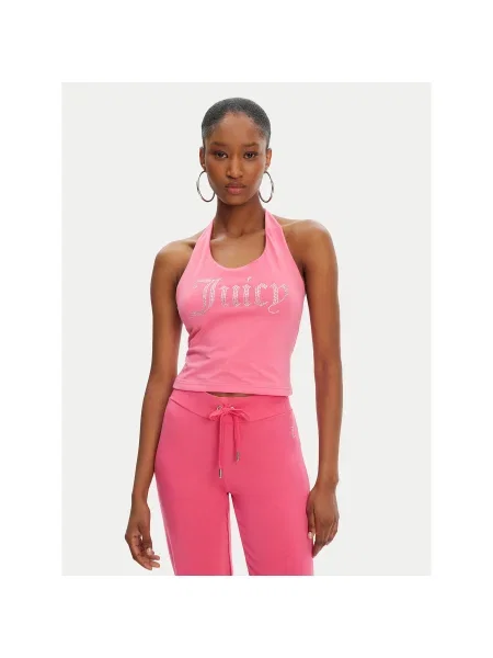 Juicy Couture Felső Tied Slim Fit rózsaszín