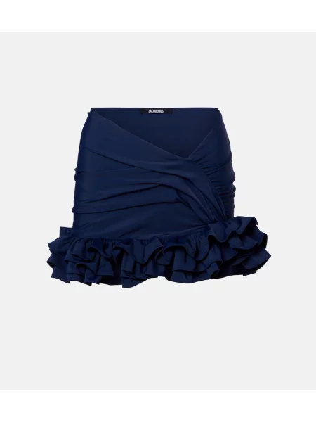 Fustă Jacquemus cu volane din jerseu albastru