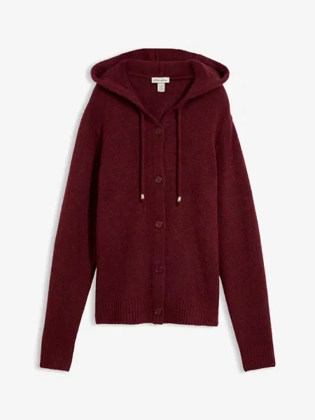 Sweter rozpinany z kapturem czerwony